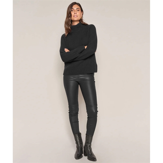 Mos Mosh Lucia Stretch Leather Leggings, Sort